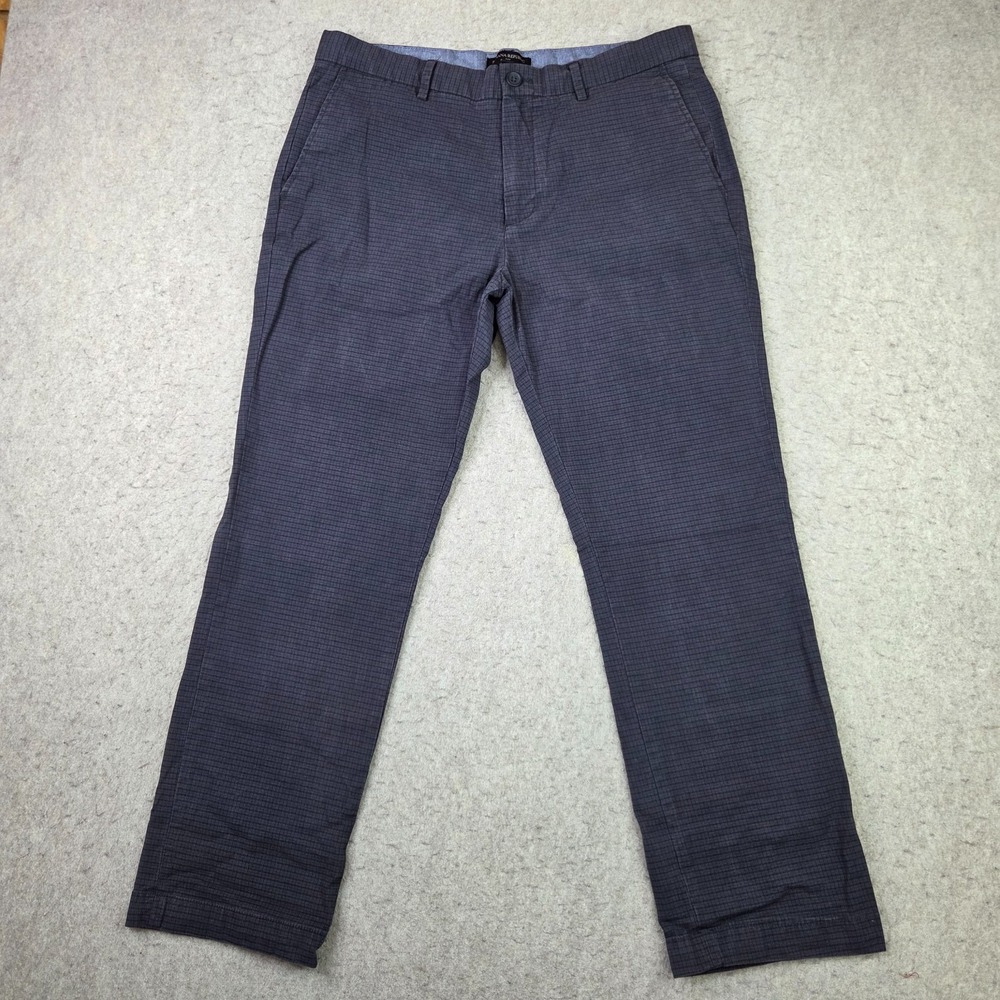 Banana Republic Slim Fit Chino Pants Mens 35x30 Blue Micro Check Stretch Flex